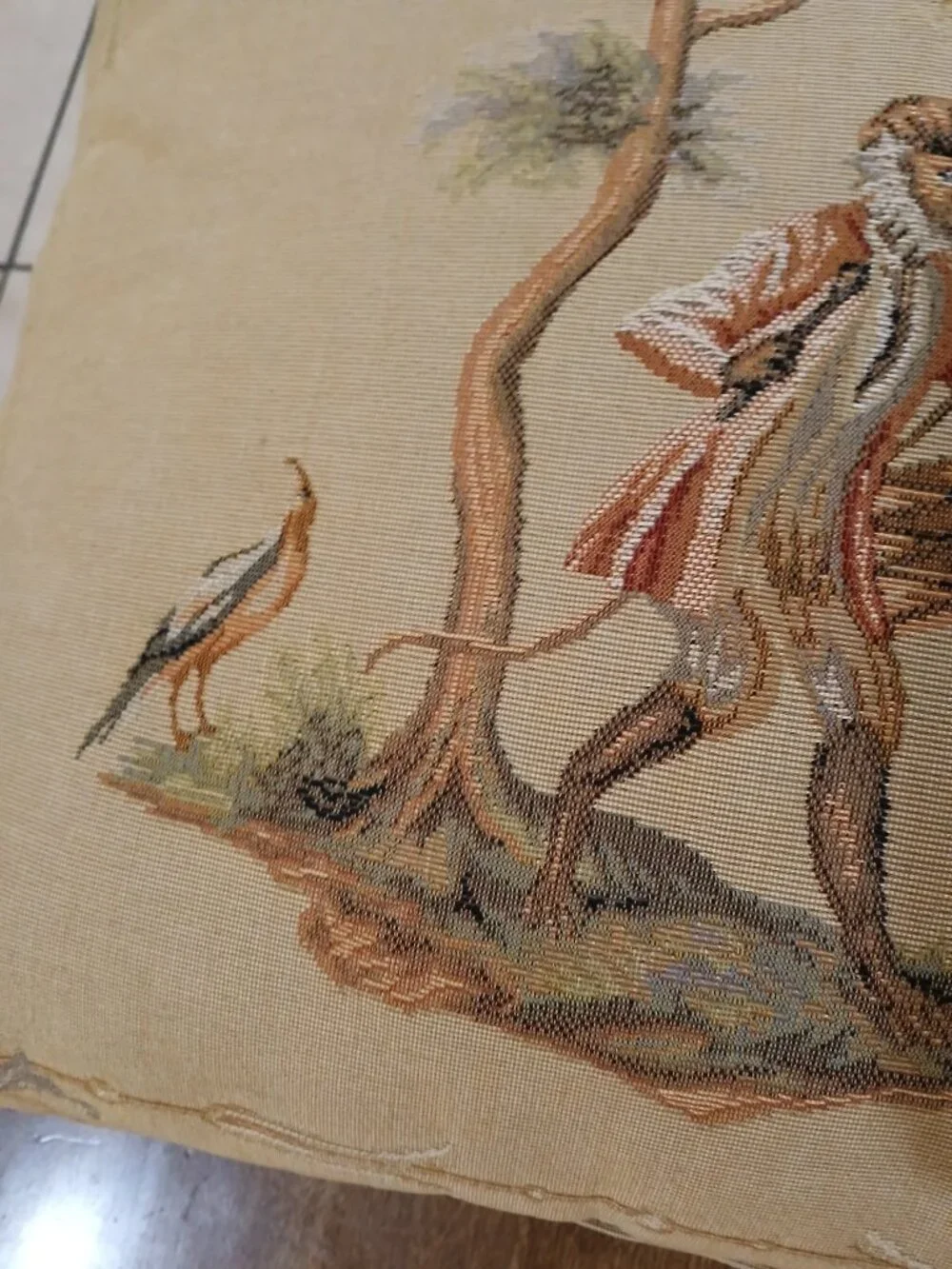 Vtg Tapestry Throw Pillow
